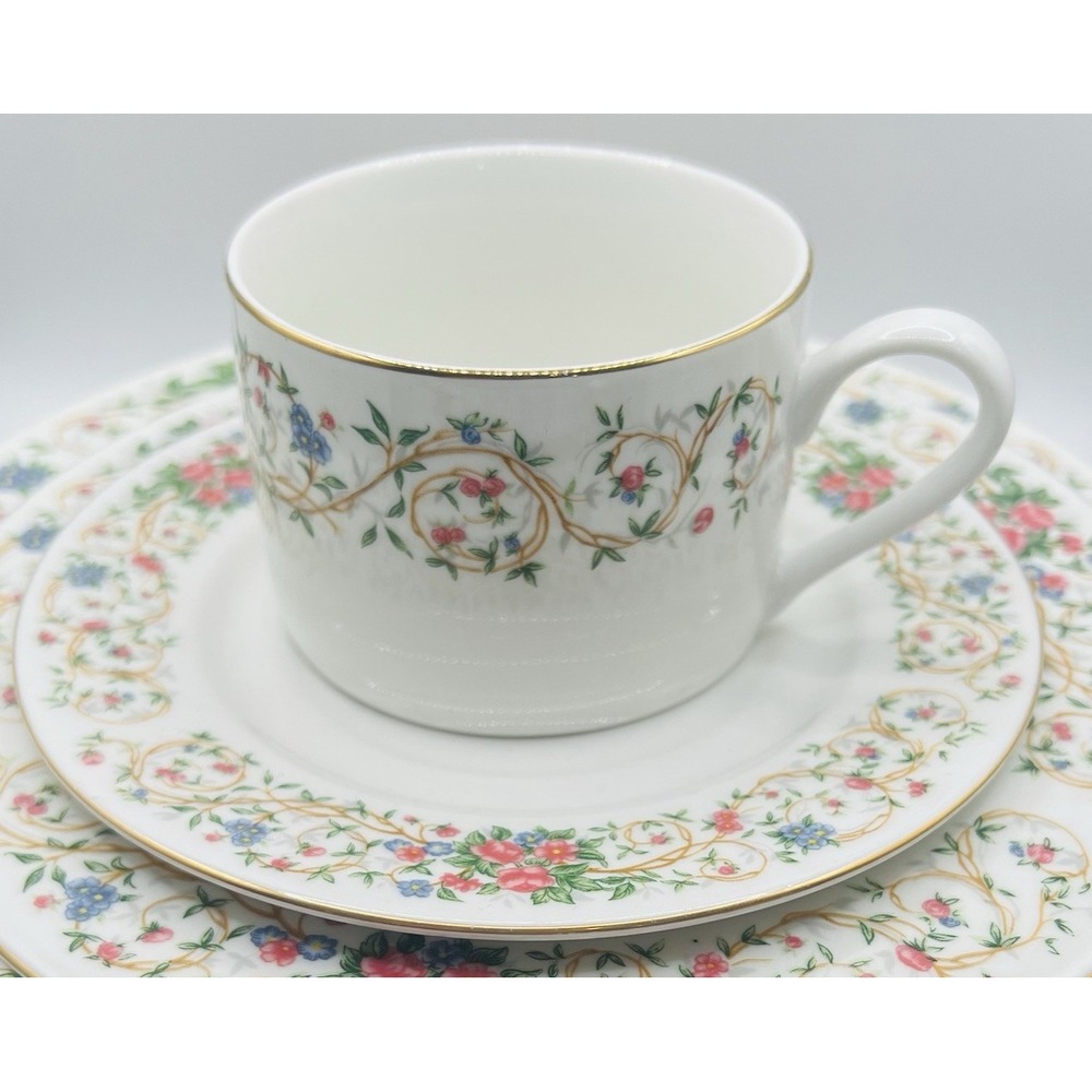 Farberware Monaco Cup Saucer Set Coffee Tea Fine China Floral Gold Trim